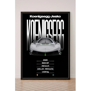 Araba Poster Tekli Siyah Çerçeveli Tablo Tek Parça Araba Poster Tablo