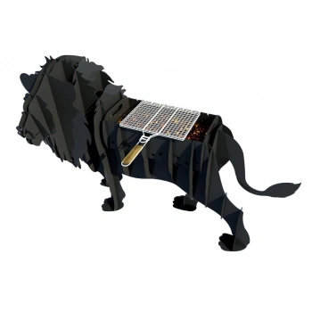 ASLAN FİGÜRLÜ BAHÇE MANGALI BARBEKÜ METAL KÖMÜRLÜ