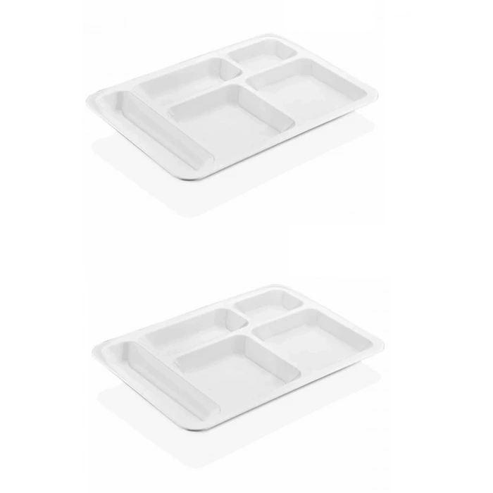 1 Adet  5 Bölmeli Kırılmaz Tabldot Tabak Self Servis Yemekhane Okul Lokanta Tabildot (40 Cm X28 Cm)