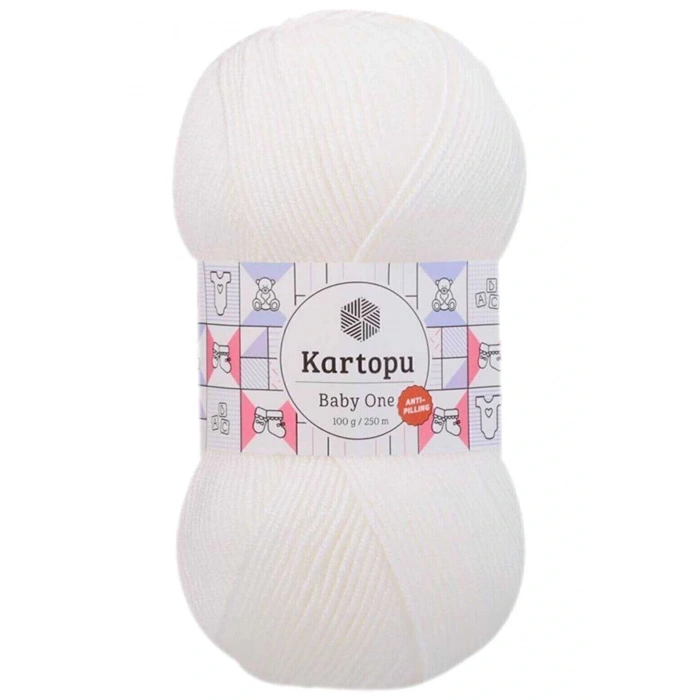 1 Adet Baby One Tüylenmeyen El Örgü İpi Yünü Kar Beyaz K010