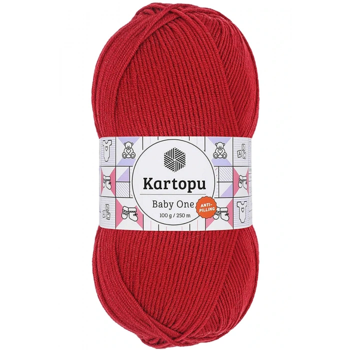 1 Adet Baby One Tüylenmeyen El Örgü İpi Yünü Kırmızı K125