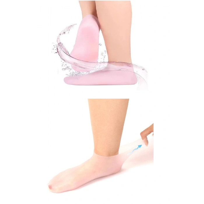 1 Çift Silikon Jel Topuk Nemlendirici Çorap Ayak Bakımı Çatlama Koruyucu Krem Çorabı