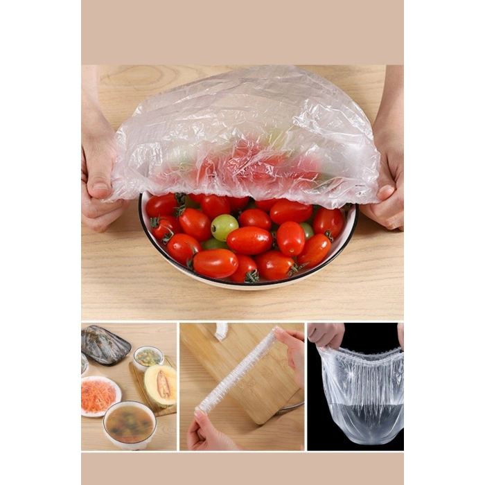 100 Adet Tazelik Koruyucu Tabak Tencere Gıda Bonesi  Çok Amaçlı Pratik Kapak Tencere Bonesi