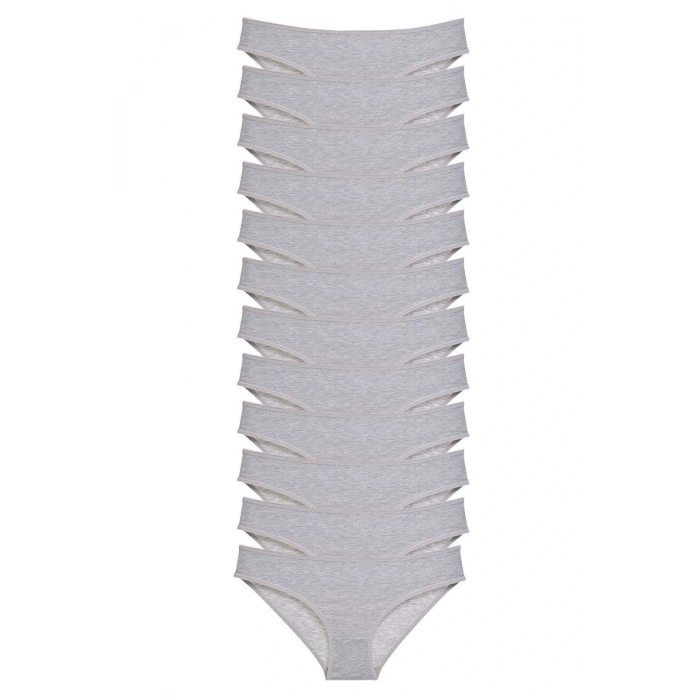 12 adet Süper Eko Set Likralı Kadın Slip Külot Gri