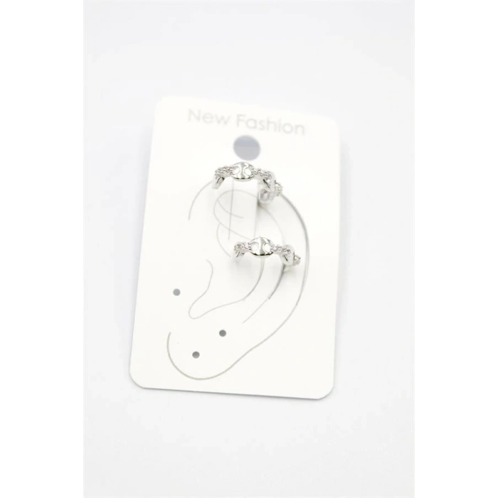 2li Taşlı Kıkırdak Küpe - Gümüş