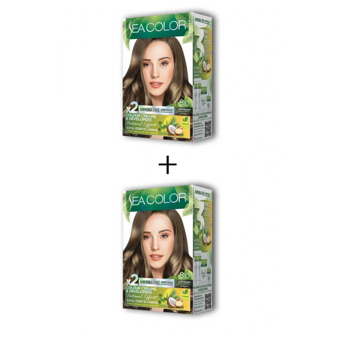 2X2 Tüp Krem Saç Boyası Seti Açık Kumral No:8.0