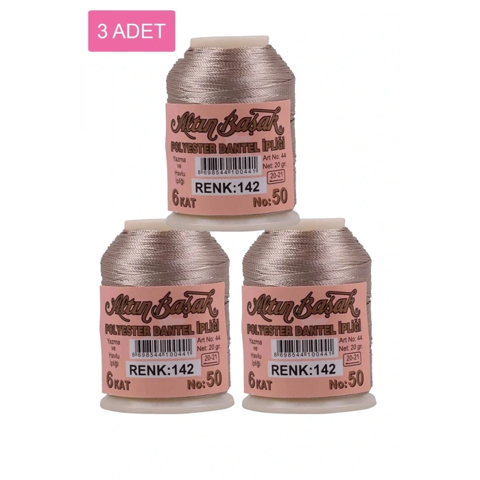 3 Adet Altınbaşak Oya ve Dantel İpi 20 gr - Royaleks - No: 142