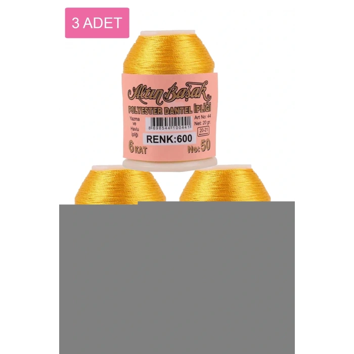 3 Adet Altınbaşak Oya ve Dantel İpi 20 gr - Royaleks - No: 600