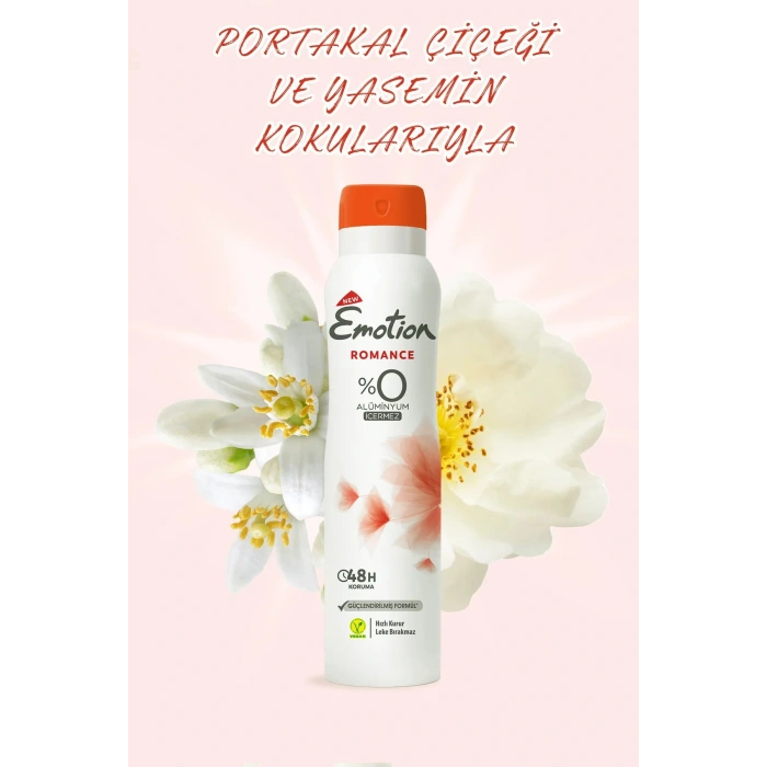 3 Adet Emotion Romance Kadın Vegan Deodorant 150 Ml Hızlı Kurur, Leke Bırakmaz