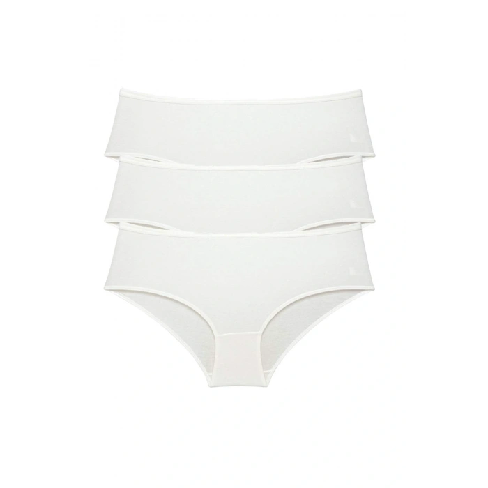 3 Adet Kadın Yüksek Bel Bato Külot Krem