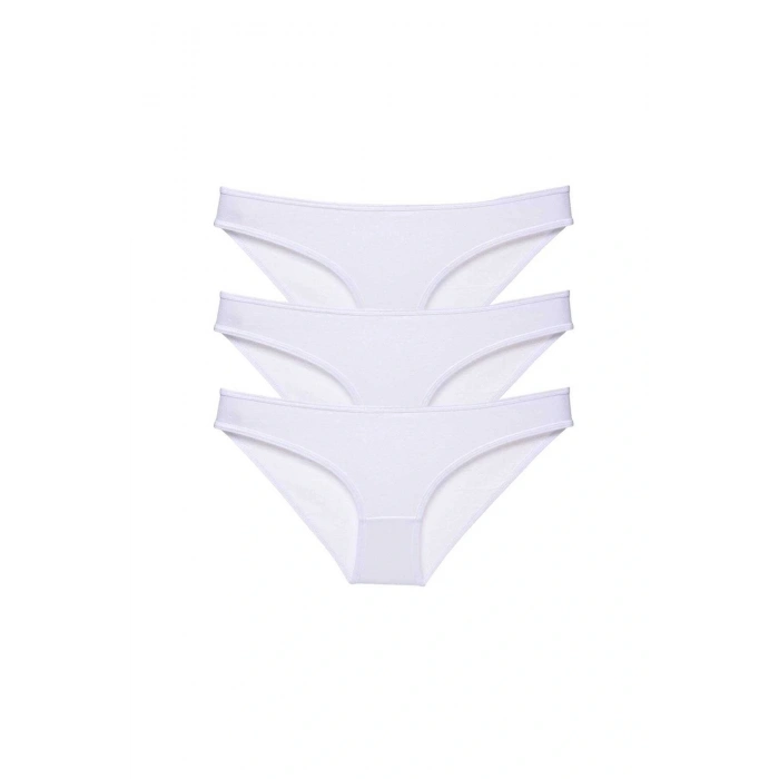 3 adet Süper Eko Set Likralı Kadın Slip Külot Beyaz