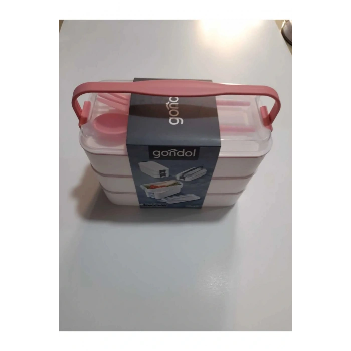 3 Katlı Beslenme Kabı Çatal Kaşık İçerisinde