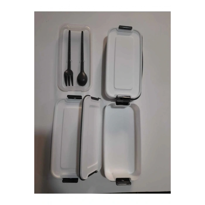 3 Katlı Beslenme Kabı Çatal Kaşık İçerisinde