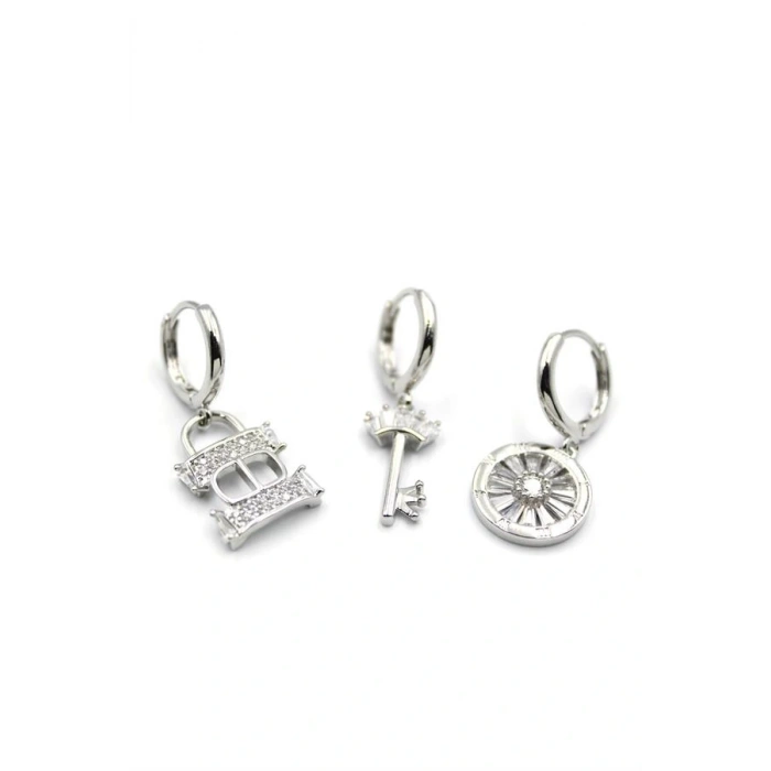 3lü CD Küpe - Gümüş