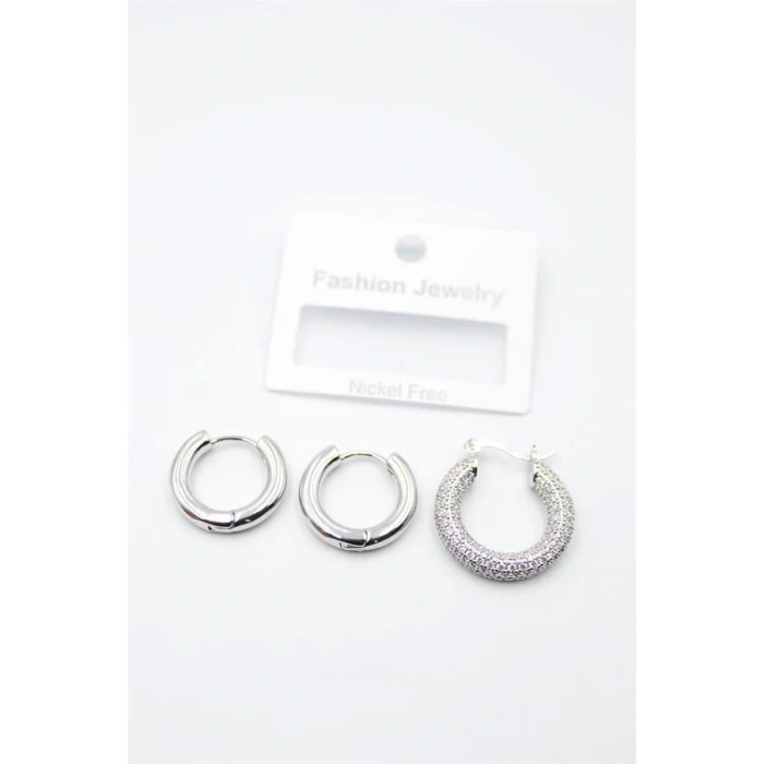 3lü Halka Küpe - Gümüş