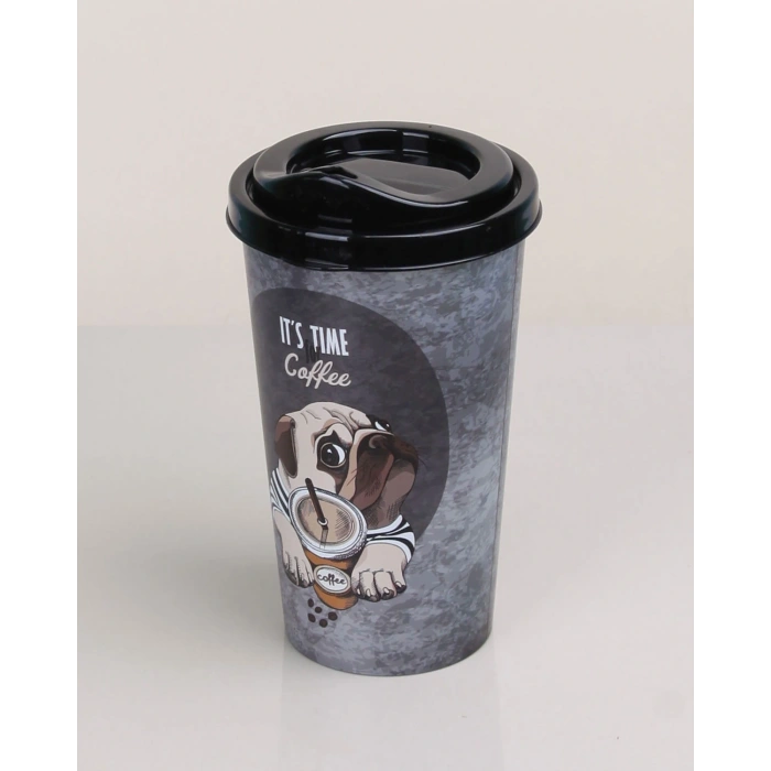 4 Adet Kahve Bardağı Kapaklı Desenli 650ml