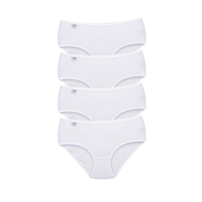 4 Adet Tutku Kadın Yüksek Bel Bato İnce Lastik Külot Beyaz