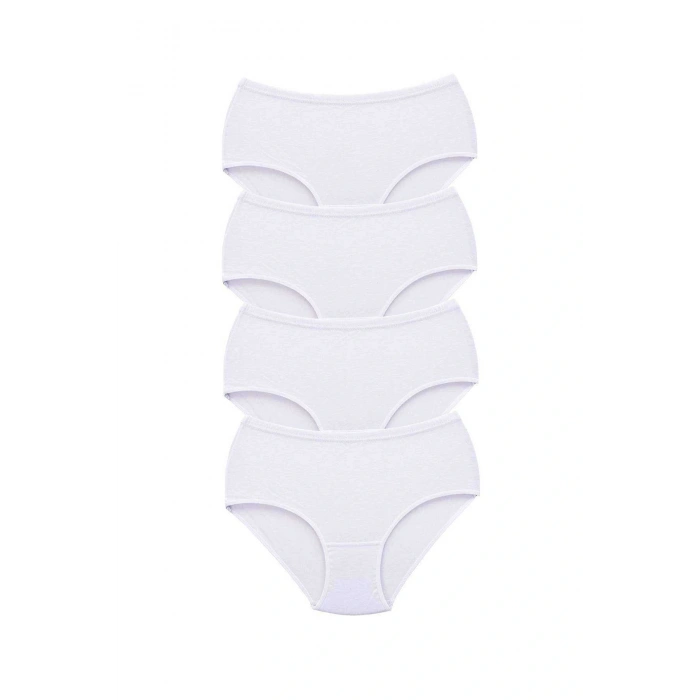 4 Adet Tutku Kadın Yüksek Bel Bato Kalın Lastik Külot Beyaz