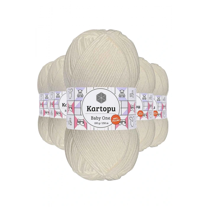 5 Adet Baby One Tüylenmeyen El Örgü İpi Yünü Kırık Beyaz K019
