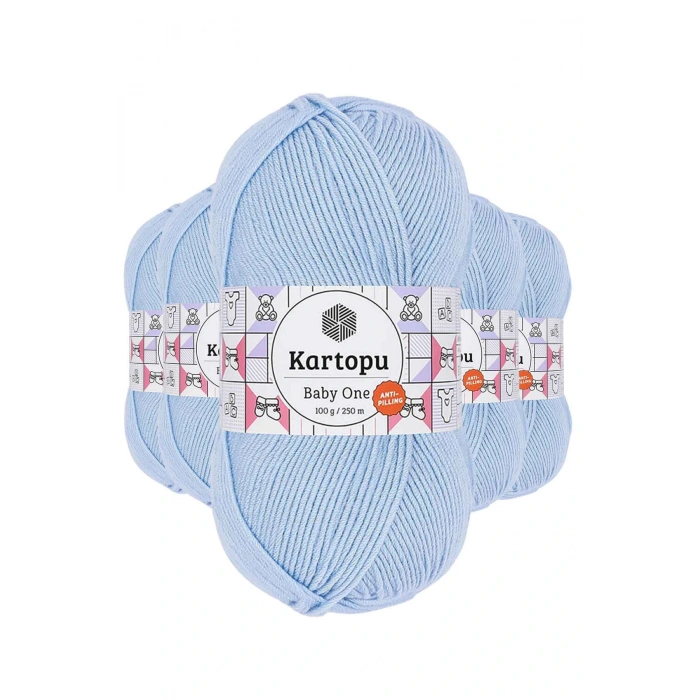 5 Adet Baby One Tüylenmeyen El Örgü İpi Yünü Mavi K544