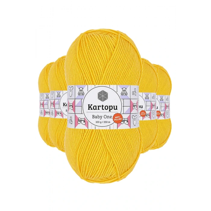 5 Adet Baby One Tüylenmeyen El Örgü İpi Yünü Sarı K154