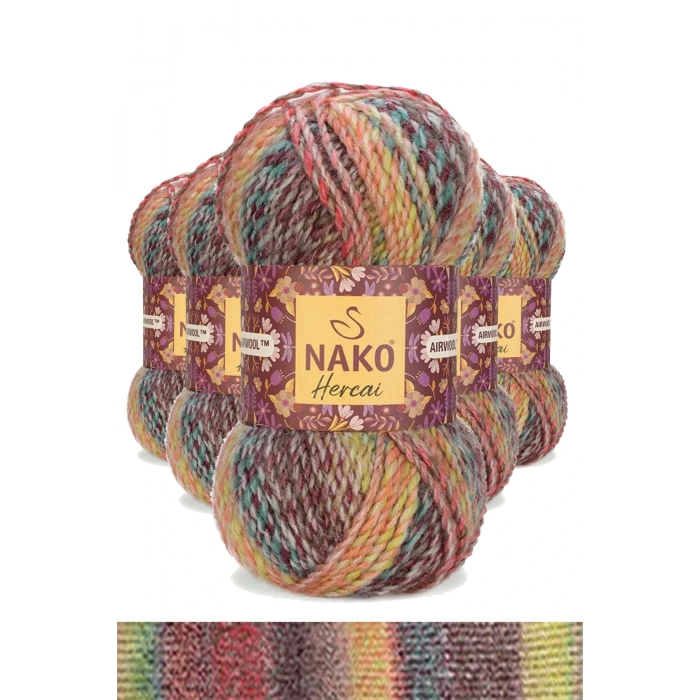 5 Adet Hercai Ebruli Hırka Kazak Atkı Bere El Örgü İpi Yünü 28030