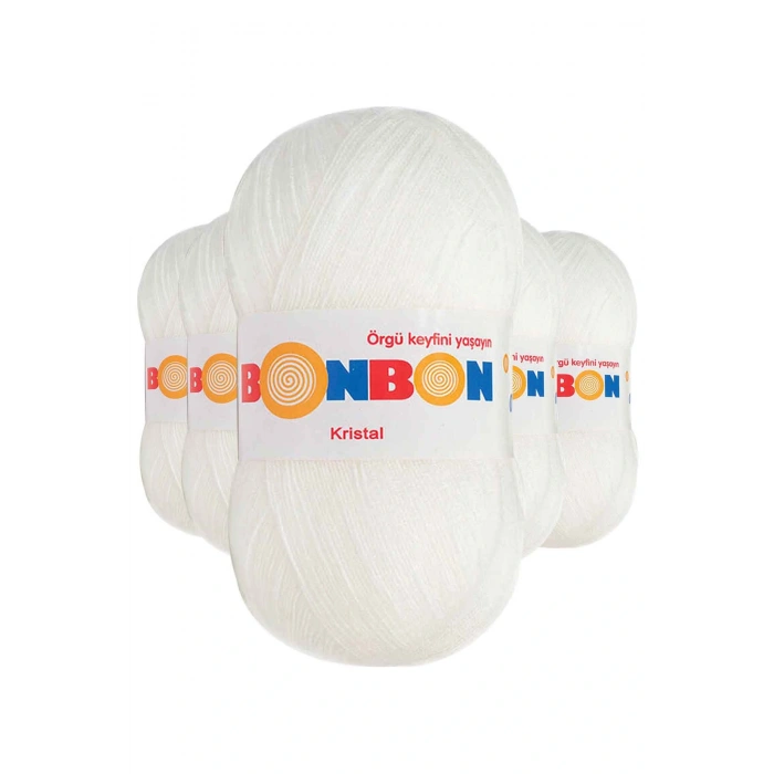 5 Adet Kristal El Örgü Lif İpi Beyaz 98200