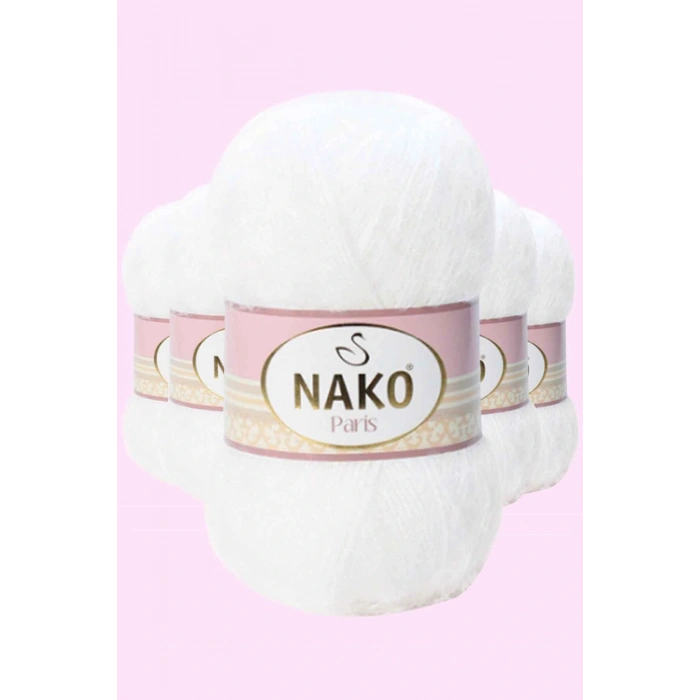 5 Adet Paris El Örgü ipi Yünü Beyaz 208