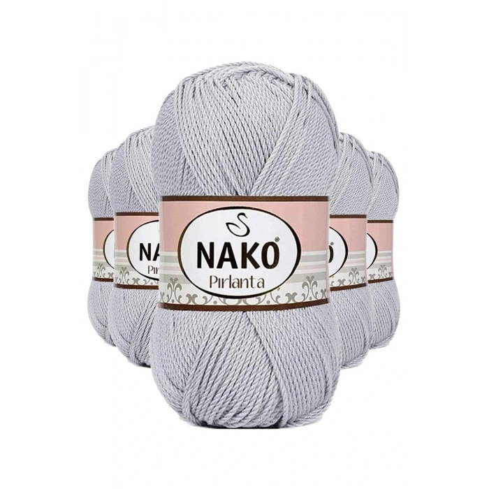 5 Adet Pırlanta Amigurumi El Örgü İpi Yünü Açık Gri 130