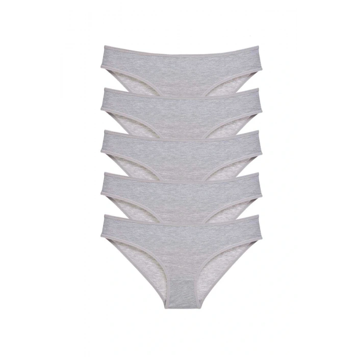 5 adet Süper Eko Set Likralı Kadın Slip Külot Gri