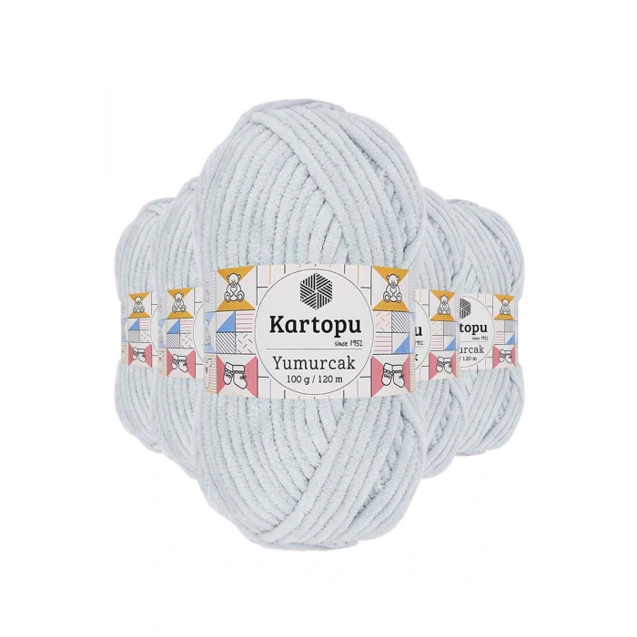 5 Adet Yumurcak Kadife El Örgü İpi Açık Gri K919