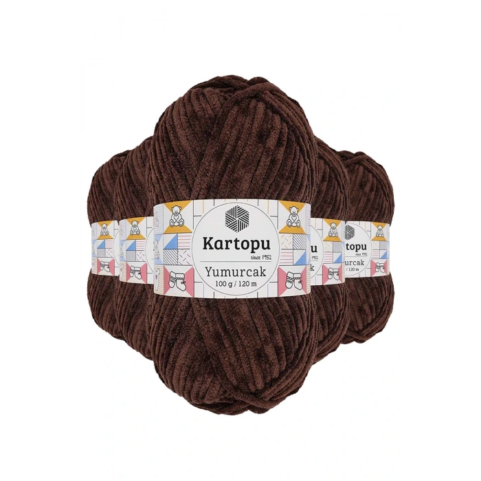 5 Adet Yumurcak Kadife El Örgü İpi Kahverengi K818