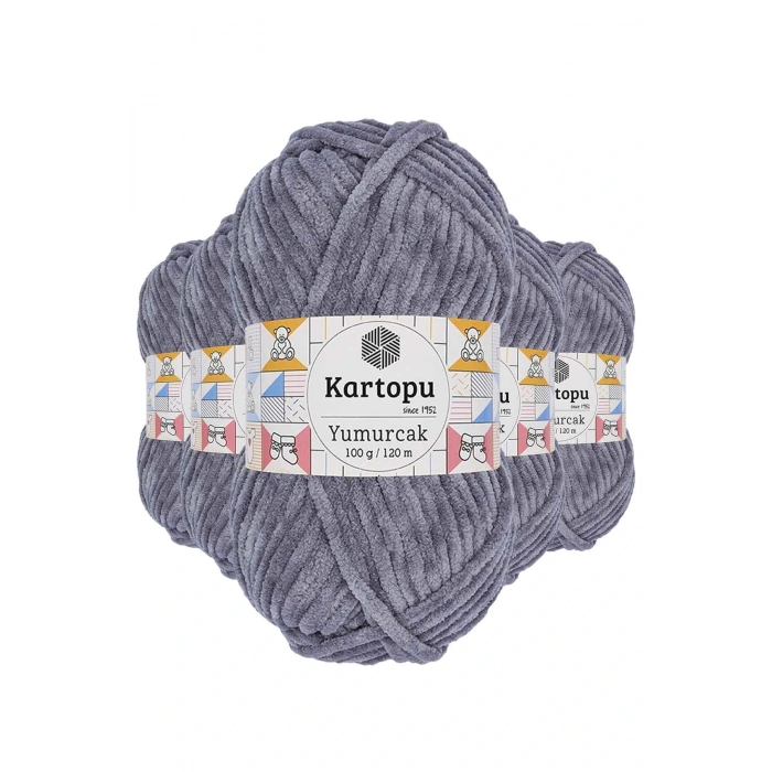 5 Adet Yumurcak Kadife El Örgü İpi Koyu Gri K951