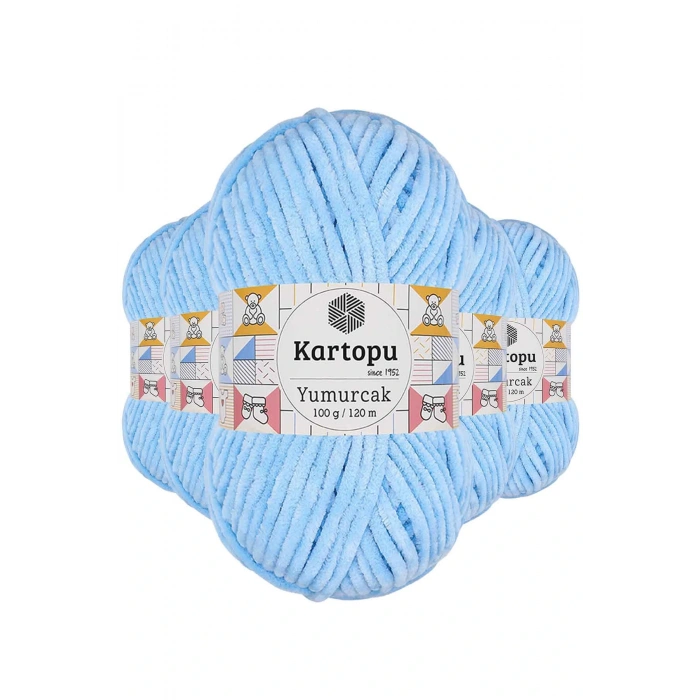 5 Adet Yumurcak Kadife El Örgü İpi Mavi K540