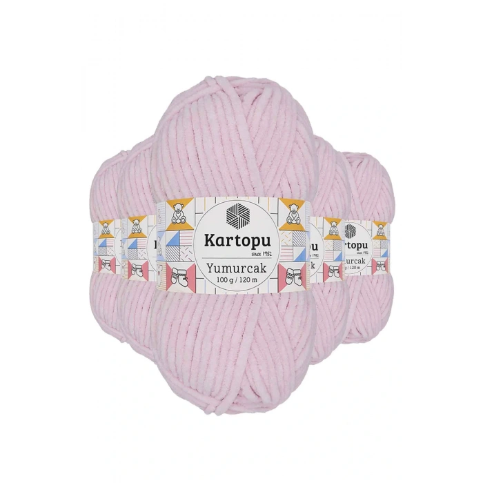 5 Adet Yumurcak Kadife El Örgü İpi Toz Pembe K1562