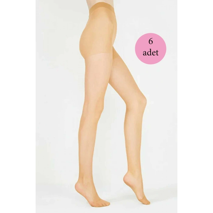 6 Adet Parlak Fit 15 Likralı Külotlu Çorap Ten
