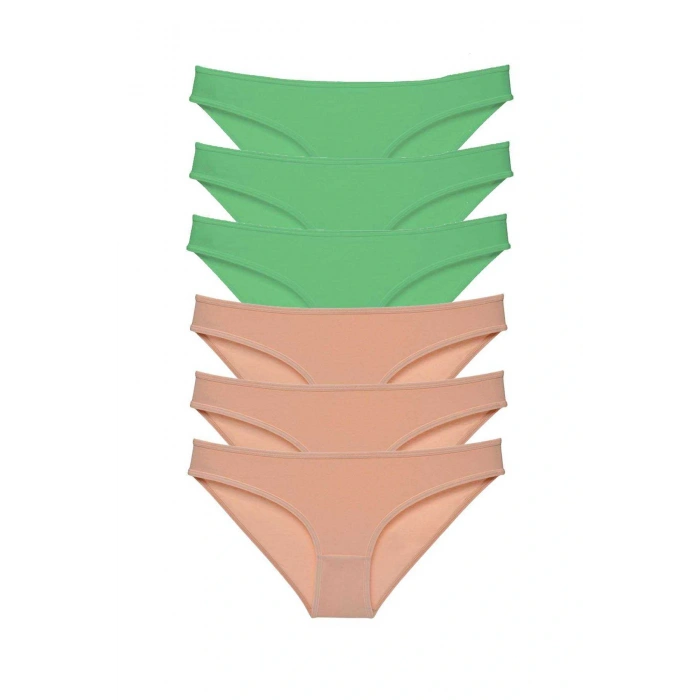 6 adet Süper Eko Set Likralı Kadın Slip Külot Yeşil Ten