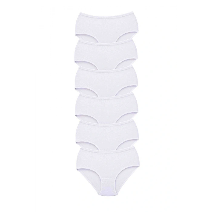6 Adet Tutku Kadın Yüksek Bel Bato Kalın Lastik Külot Beyaz
