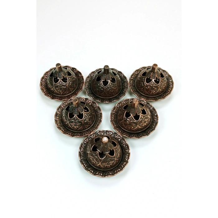 6 Lı Mini Eskitme Osmanlı Temalı Koyu Renk Lokumluk Sunum