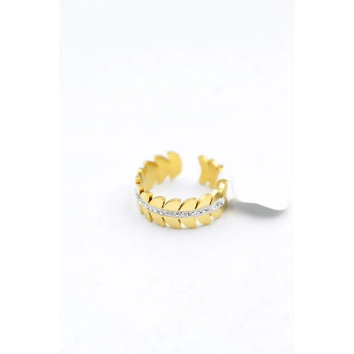 6lı Taşlı Yaprak Yüzük - Altın