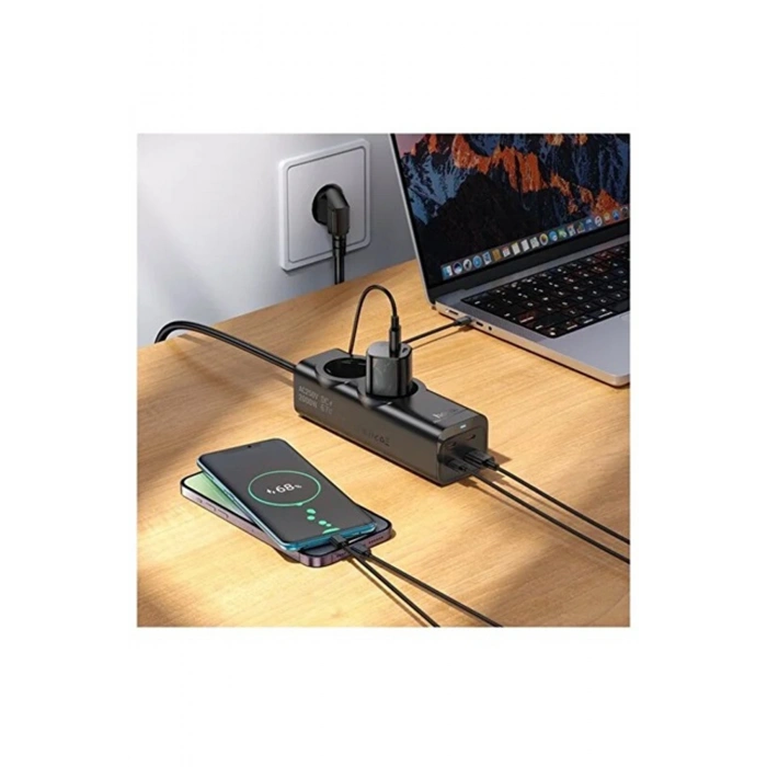 67w Hızlı Şarjlı Akıllı Çoklu Priz – 2000w Güç, 2 Usb-c + 2 Usb-a Çıkışlı, Telefon & Laptop Uyumlu