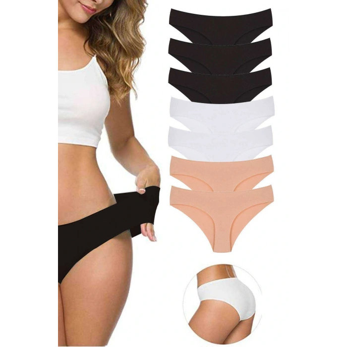 7 Adet Kadın Dikişsiz Lazer Kesim Esnek İz yapmayan Külot S4