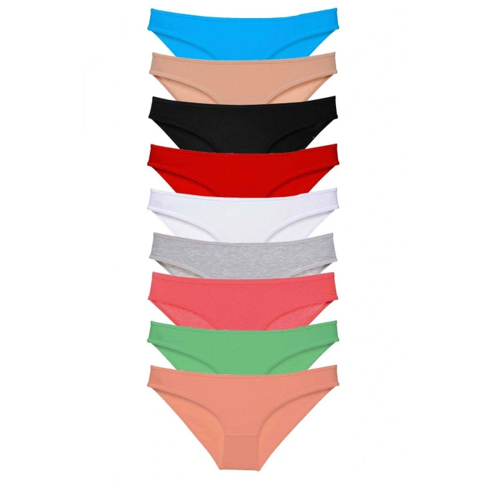 9 adet Süper Eko Set Likralı Kadın Slip Külot Tüm Renkler