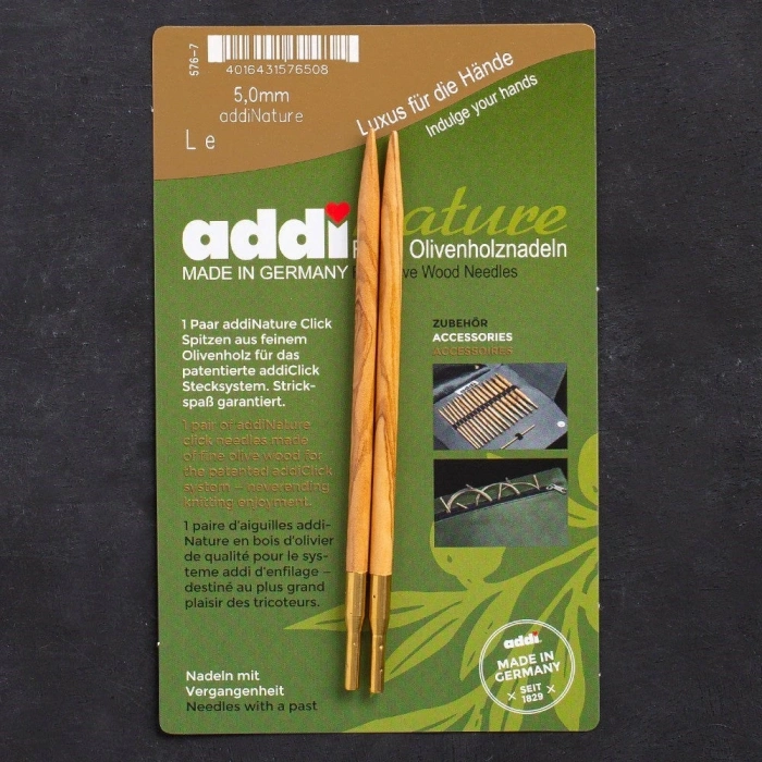 Addi Nature Olive Wood Click 5mm 13cm Misinalı Şiş