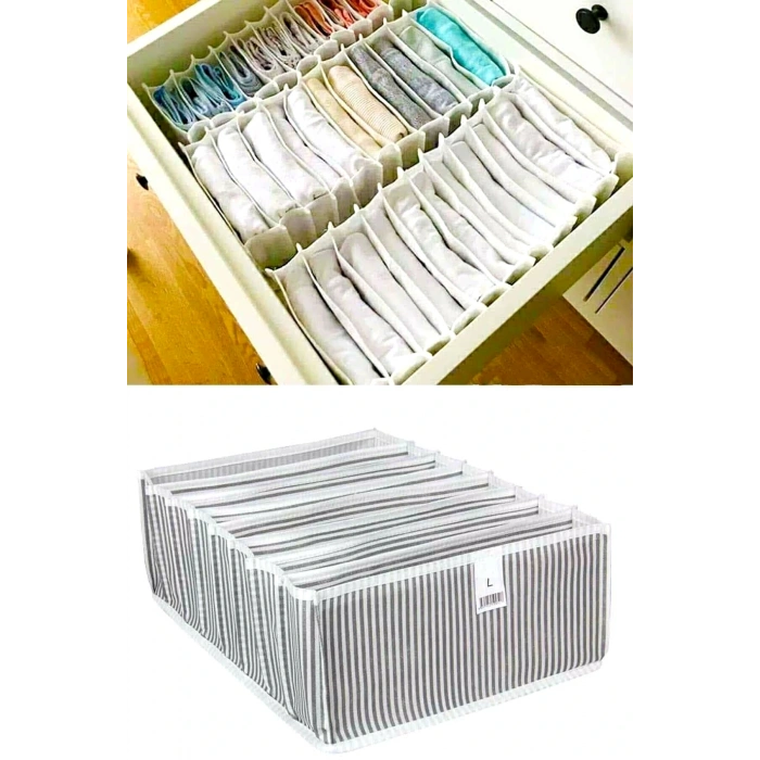Akordiyon Çekmece  Düzenleyici Organizer 8 Gözlü L Beden Çorap Çamaşır Havlu Düzenleyici