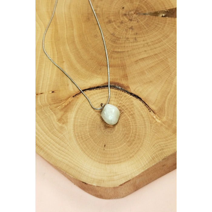Aytaşı Doğal Taşı Zincirli El Yapımı Kolye Uç: 2 cm Zincir: 20 cm Kutulu