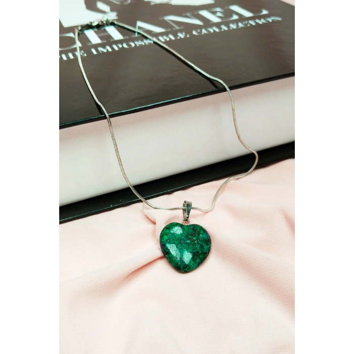 Azurit Doğal Taşı Zincirli El Yapımı Kolye Uç: 2 cm Zincir: 20 cm Kutulu