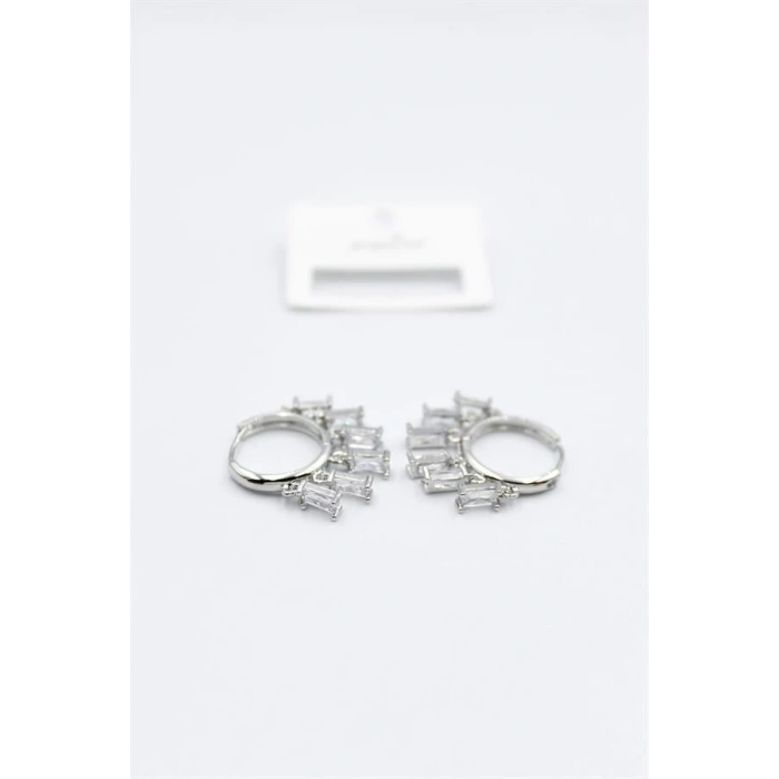 Baget Taşlı Shakira Küpe - Gümüş