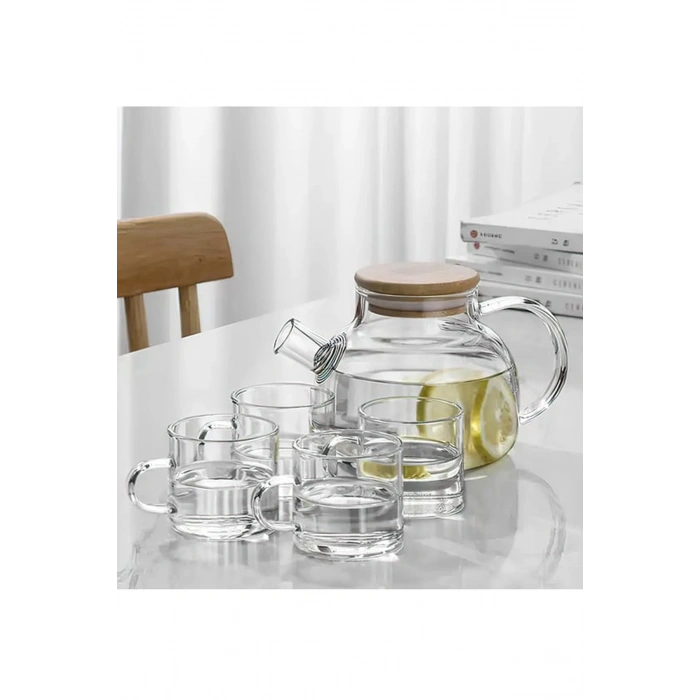 Bambu Kapaklı Borosilikat Cam Demlik 1000ml Royaleks-CM-2000