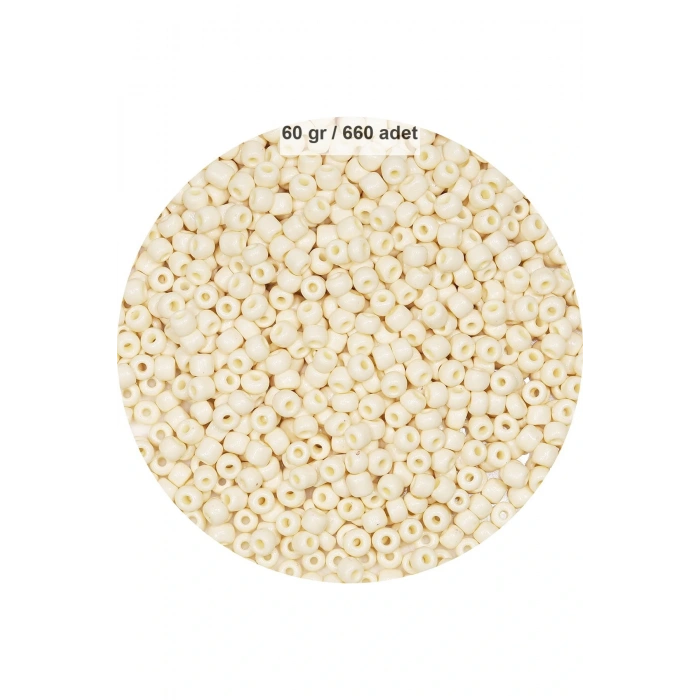 Beyaz Renk 4 mm Yaklaşık 660 adet / 60 gram Cam Boncuk Oya Yazma Bileklik ve Kolye